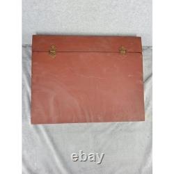 Vintage Wooden Hinged Storage Box Red Rustic Desk Organizer Display Case