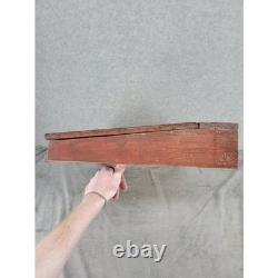 Vintage Wooden Hinged Storage Box Red Rustic Desk Organizer Display Case