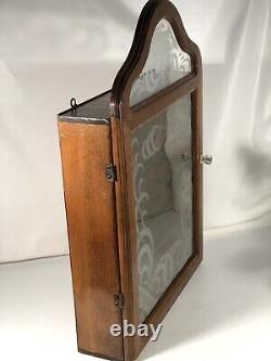 Vintage Wooden Pipe Display Storage Cabinet Case Glass Shelves Tobacco Storage