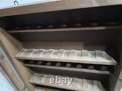 Vintage Wooden Pipe Display Storage Cabinet Case Tobacco Storage