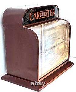 Vintage c 1930's CARTER CARBURETOR LIGHTED GLASS STORE DISPLAY CASE 17