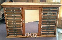 Vtg Antique Oak Country Store Display Spool Cabinet Sewing Thread