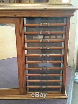 Vtg Antique Oak Country Store Display Spool Cabinet Sewing Thread