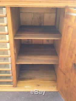 Vtg Antique Oak Country Store Display Spool Cabinet Sewing Thread