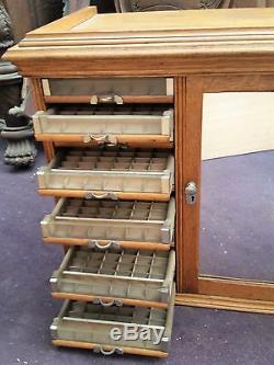 Vtg Antique Oak Country Store Display Spool Cabinet Sewing Thread