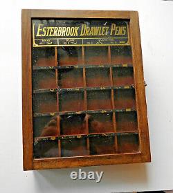 Vtg Esterbrook Drawlet Pens Display Case, Country Store Countertop Item