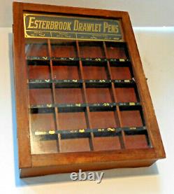 Vtg Esterbrook Drawlet Pens Display Case, Country Store Countertop Item