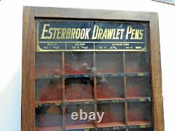 Vtg Esterbrook Drawlet Pens Display Case, Country Store Countertop Item