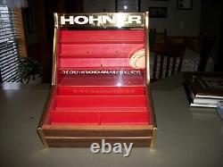 Vtg. M HOHNER HARMONICA SALES DISPLAY CASE GENERAL STORE ADVERTISING with Key