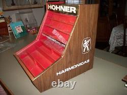 Vtg. M HOHNER HARMONICA SALES DISPLAY CASE GENERAL STORE ADVERTISING with Key