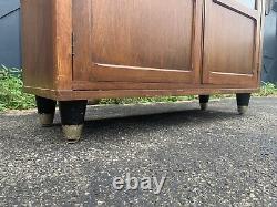 Vtg Walnut Mid Century Modern Display Case Footed Storage Cabinet Bookcase Glass