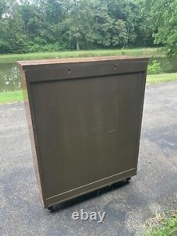 Vtg Walnut Mid Century Modern Display Case Footed Storage Cabinet Bookcase Glass