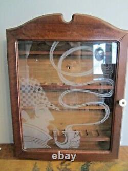 Vtg Wood Glass Pipe Display Storage Cabinet Case Sherlock Holmes Big Ben London