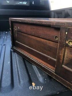 WOW vintage Oak table top country store display cabinet 72/24/13.5 inside 12 h