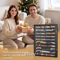 Wall-Mounted Knife Display Case, Large-Capacity 10-Tier Folding Knife Display Ca