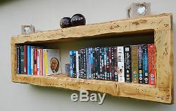 Wall cube floating shelf rustic reclaimed storage bookcase dvd display unit wood