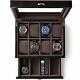 Watch Box Organizer For Men With Drawer Display Case Storage Box Brown Color