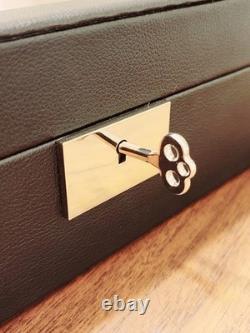 Watch Display Case 10 Slot Black & Red Suede Organizer Storage Glass Lid Men Box