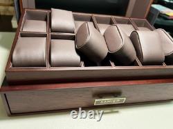 Watch Display Case Luxury 12 Slot Walnut Wood & Leather Organizer Storage Box