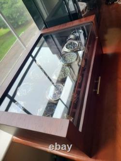 Watch Display Case Luxury 12 Slot Walnut Wood & Leather Organizer Storage Box