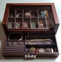 Watch Display Case Luxury 12 Slot Walnut Wood & Leather Organizer Storage Box