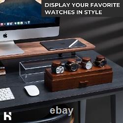 Watch Display Case Watch Deck Wood Storage Box Organizer Men Dad Collection Gift