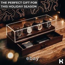 Watch Display Case Watch Deck Wood Storage Box Organizer Men Dad Collection Gift