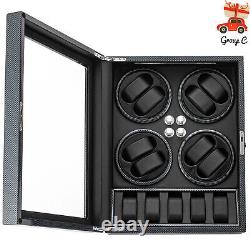 Watches Display Storage Case Automatic Rotation Watch Winder Box+LED Light