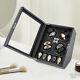 Watches Display Storage Case Automatic Rotation Watch Winder Box+led Light