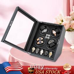 Watches Display Storage Case Automatic Rotation Watch Winder Box+LED Light