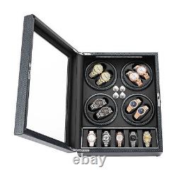 Watches Display Storage Case Automatic Rotation Watch Winder Box+LED Light