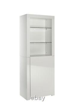 White Gloss Sideboard Display Case Storage Cupboard Buffet with LED Lights