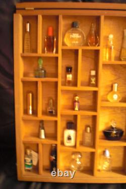 Wood Mini Fragrance Wall Display Case Storage with Glass Front 25 x 16.5
