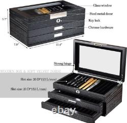 Wood Pen Display case 36 Slot Fountain Pen Organizer Storage Box with Drawer, To