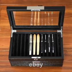 Wood Pen Display case 36 Slot Fountain Pen Organizer Storage Box with Drawer, To