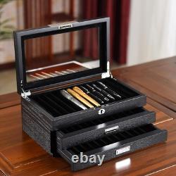 Wood Pen Display case 36 Slot Fountain Pen Organizer Storage Box with Drawer, To