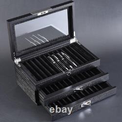 Wood Pen Display case 36 Slot Fountain Pen Organizer Storage Box with Drawer, To