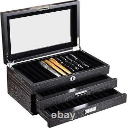 Wood Pen Display case 36 Slot Fountain Pen Organizer Storage Box with Drawer, To