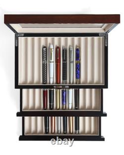 Wood pen display case 36 slot Fountain pen Box storage Organizer with drawer