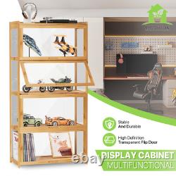 Wooden Acrylic Display Case Toys Figure Book Shelf 55 Compartment Boxes, 4 Tiers