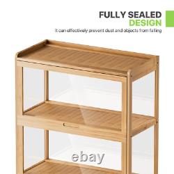 Wooden Acrylic Display Case Toys Figure Book Shelf 55 Compartment Boxes, 4 Tiers