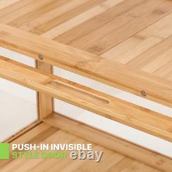 Wooden Acrylic Display Case Toys Figure Book Shelf 55 Compartment Boxes, 4 Tiers