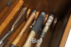 Wooden Gun Storage Bench Locking Cabinet Hidden Concealment Compartment