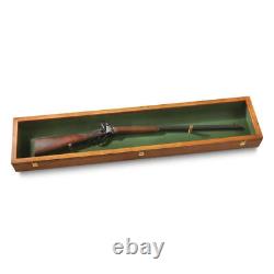 Wooden Gun Sword Display Case Hanging Wall Mount Storage Rack Glass Lid