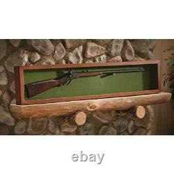 Wooden Gun Sword Display Case Hardwood Wall Mount Storage Rifle Rack Glass