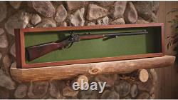 Wooden Gun Sword Display Case Hardwood Wall Mount Storage Rifle Rack Glass Lid