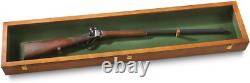 Wooden Gun Sword Display Case Hardwood Wall Mount Storage Rifle Rack Glass Lid