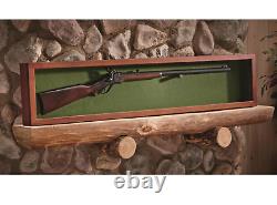 Wooden Gun Sword Display Case Hardwood Wall Mount Storage Rifle Rack Glass Lid