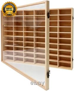 Wooden Wall Mount Display Case for Hot Wheels, with Dust Resistant Door, Matchbo