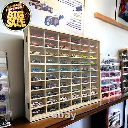 Wooden Wall Mount Display Case for Hot Wheels, with Dust Resistant Door, Matchbo